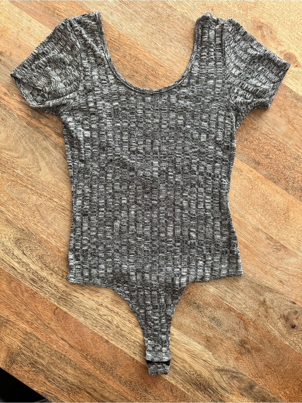 Gray Ribbed One-Piece Bodysuit
